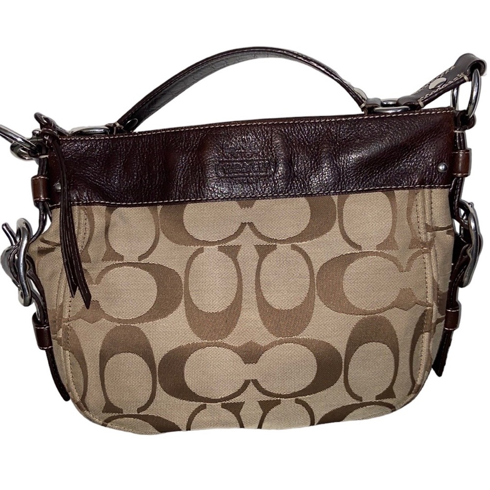 EUC Coach vintage Carly signature HOBO Bag brown leather and canvas